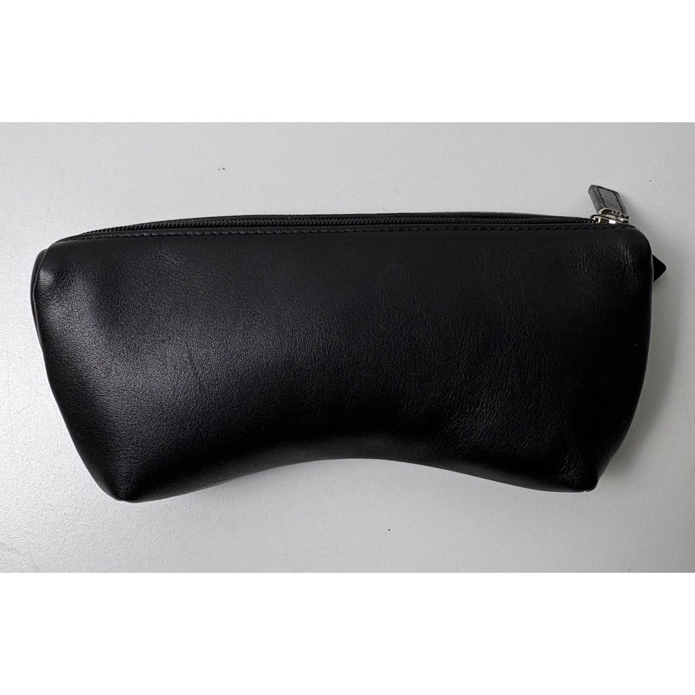 Levenger Double Pouch Eyeglass Case Leather Belt Loop Padded Black Travel Bomber - Picture 2 of 6